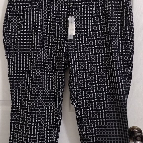 Talbots Woman Petites 16WP Geometric Print Pants Black White Career Casual NWT - Picture 10 of 15